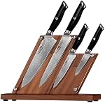 Klaus Meyer - 5 Piece Damascus Knife Block Set 67 Layers High Carbon Damascus Steel, Ultra Sharp Kitchen Knife Set with Wooden Magnetic Block