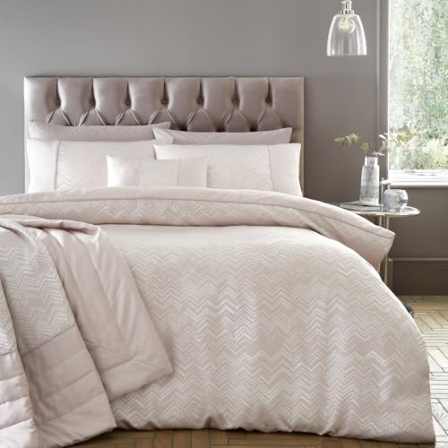 Housse de couette simple rose Antibes avec taie d'oreiller à chevrons Portfolio Home - 2