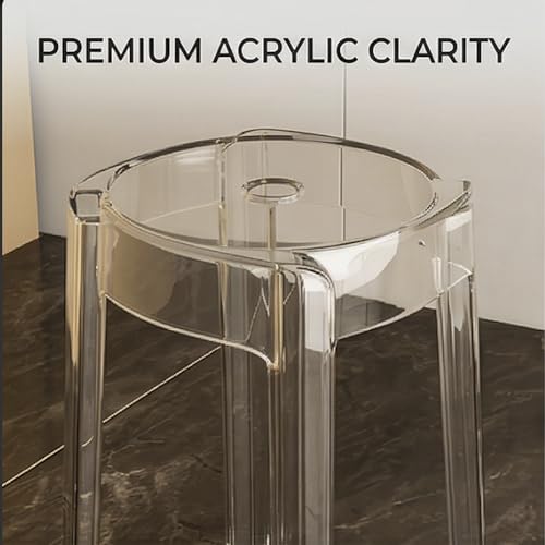 Image of The Artment your artistic apartment Transparent Color CrystalNest Acrylic Stackable Round Accent Stool, Modern Side Stool for Living Room, Bedroom and Home & Office (Set of 6)