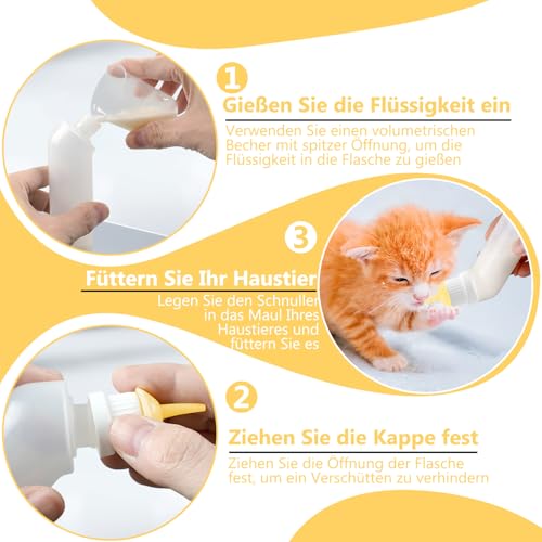 Gufastoe 5Pcs Haustier Fütterung Mini Silikon Nippel mit Flasche für Welpen Hund Katze oder andere Haustiere (Modell 4)