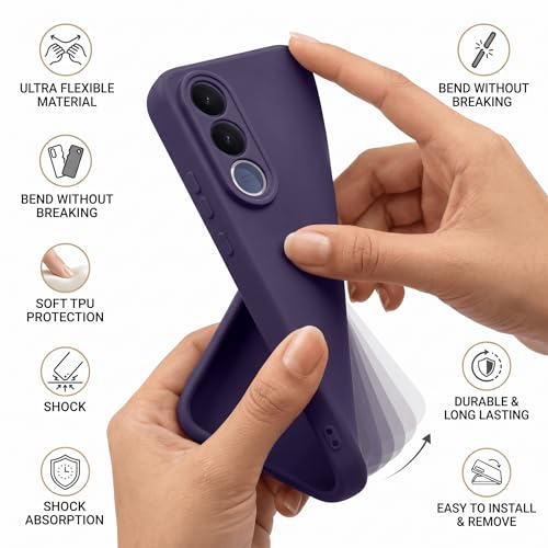Image of FIRST MART Matte Silicone Back Cover for Vivo V70 FE - Purple