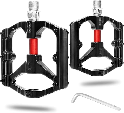 AIVORO Pedales de bicicleta de aluminio 9/16 MTB Pedales 3 rodamientos antideslizantes impermeables y antipolvo