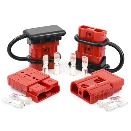 OXDFK 4 PCS 50A Battery Quick Connect/Disconnect for 6-12 Gauge Cables, 12V-36V Wire Harness Plug Kit, Compatible with Anderson Connector, for Car Bike ATV Winches Lifts Motors More (Red)
