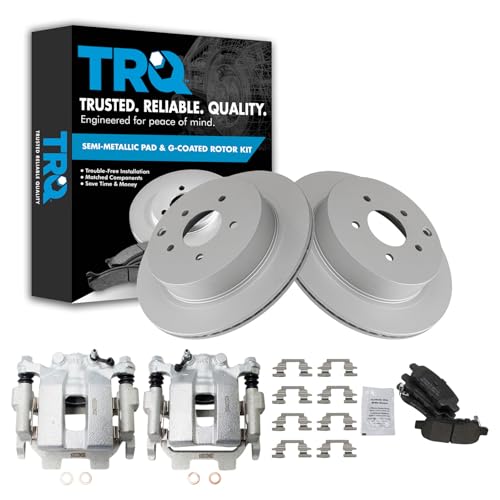 Image of TRQ Rear Brake Pad and Rotor Set Semi Metallic Coated Vented Rotors