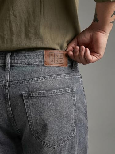 Image of Urbano Plus Men's Relaxed Fit Washed Denim Jeans Non-Stretchable