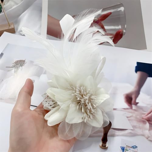 Image of Extra Large Flower Brooches for Women Lapel Pins Dainty Fabric Brooches Big Camellia Lady Flower Fascinator Hatpin Hair Clip for Wedding Prom Party Dance Banquet Ceremony Clothes Accessories Jewelry