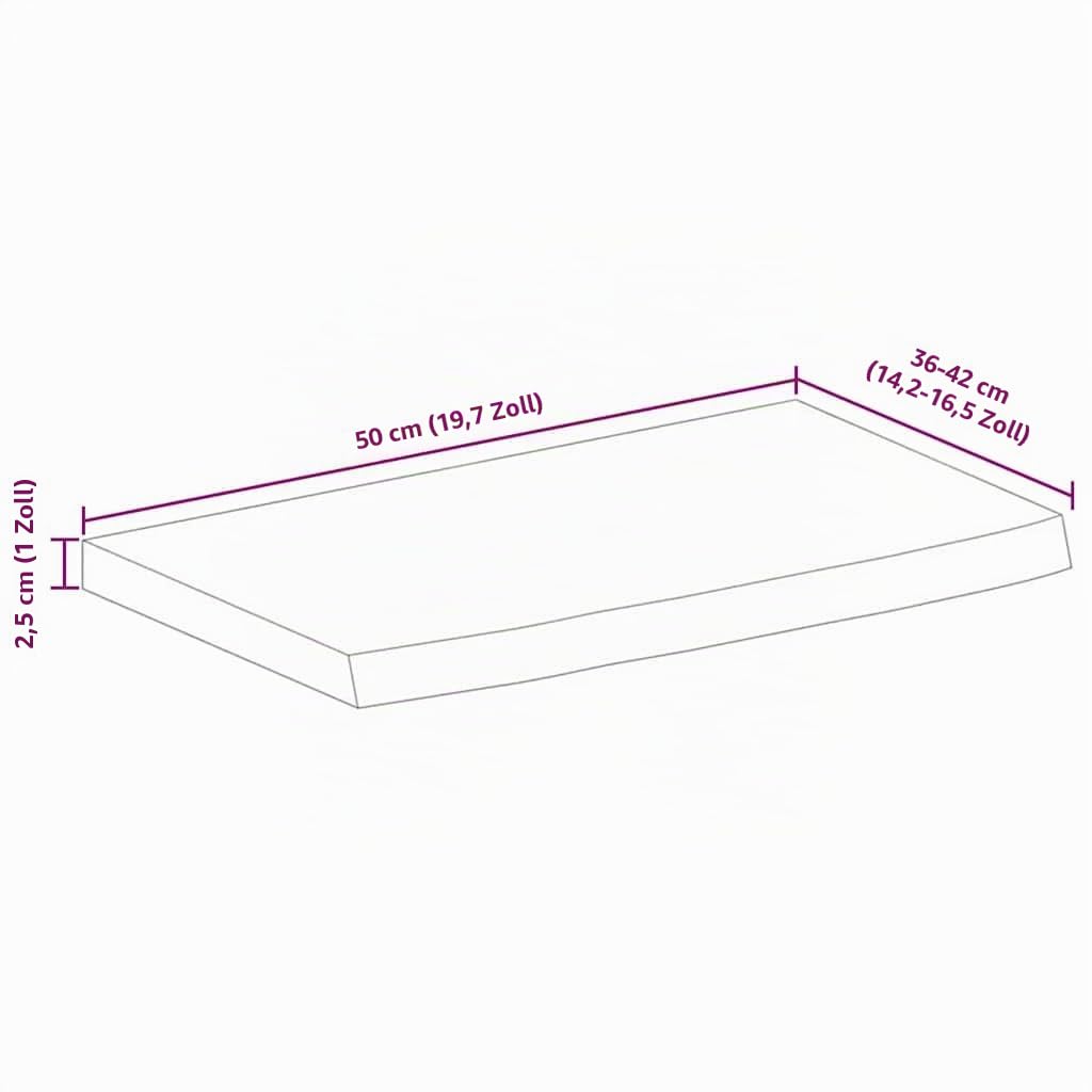 vidaXL Tischplatte 50x40x2,5 cm Baumkante Massivholz Raues Mangoholz