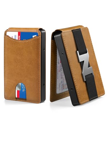 Wallet for Men Card Holder - Slim Metal RFID Blocking Bifold minimalist Mens Wallet Pop Up Credit Card Case with Gifts Box