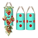 SPONDWILD 3 Pack 3 Gallon Hanging Strawberry Planter Bags, 12 Holes PE Grow Bags with Bottom Drainage, Reusable Vertical Planters for Small Space Gardening(Green)