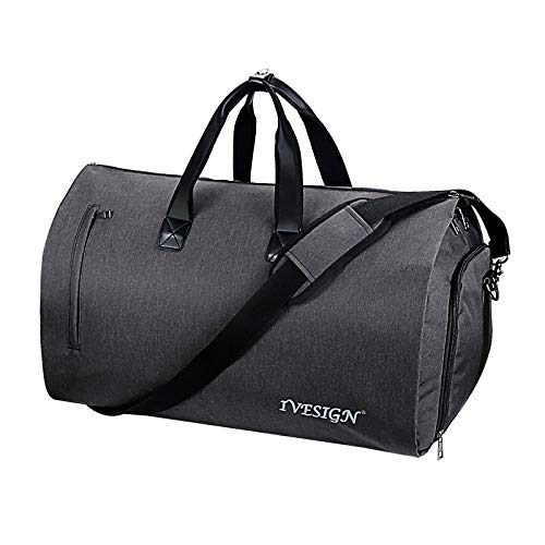 IVESIGN 2 in 1 Carry-on Travel Garment Bag Convertible Suit Duffle Bag with Shoulder Strap and Shoes Compartment Weekender Bag for Men Women