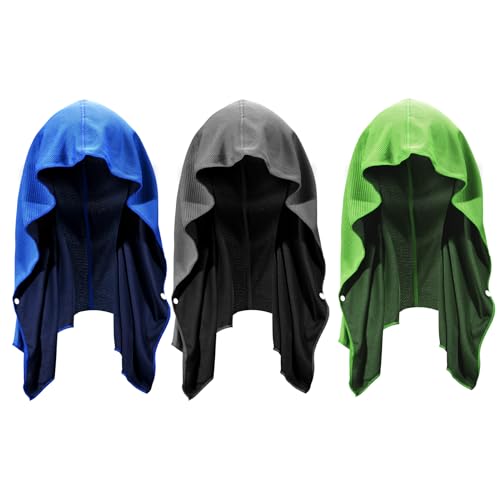 U-pick Cooling Towels Hoodie Towel for Hot Weather, Breathable Neck & Face UPF 50+ Sun Protection, Sweat Towel for Travel, Beach, Camping, Cycling, Golf, Outdoor & More, 3 Packs
