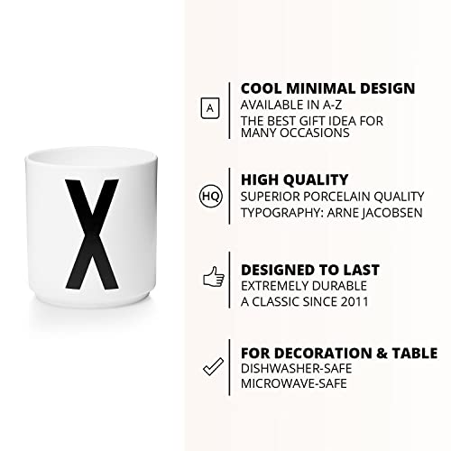 Design Letters Tasse mit Buchstaben X – Weiße Kaffeebecher aus Porzellan ohne Henkel, 250 ml, mit Initiale… – Ansicht 9