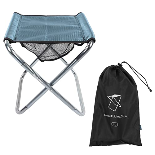 KANASI Taburete Plegable, Silla de Camping portátil y Ligera de aleación de Aluminio con Bolsillo Inferior para Adultos Que viajan al Aire (Azul Precioso)
