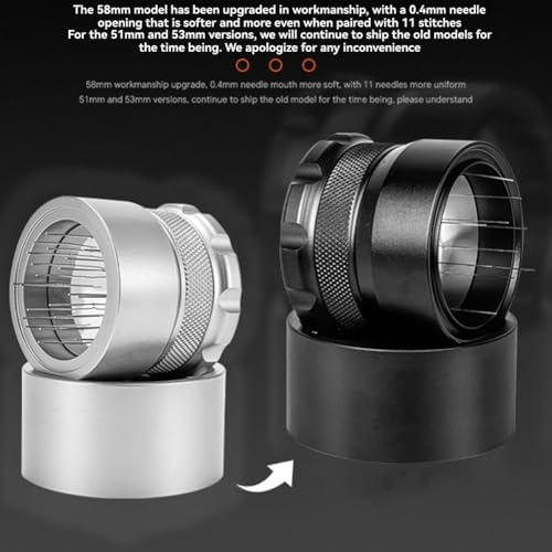 Distribuidor de café de 53 mm con aguja negra y nivelador ajustable 7