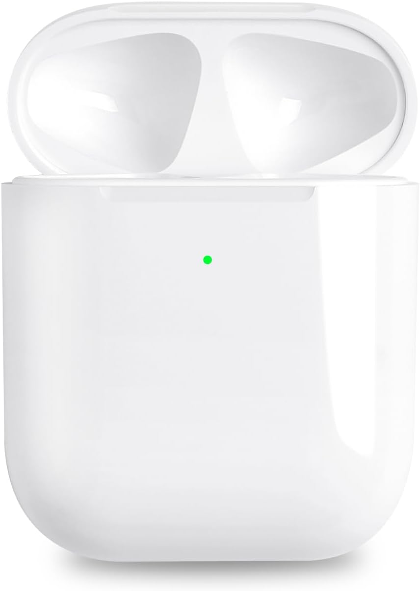 Charging Case Compatible with Air Pods 1 2 Gen Charger Cases Replacement with Bluetooth Sync Pairing Button, Support Wired & Wireless, White