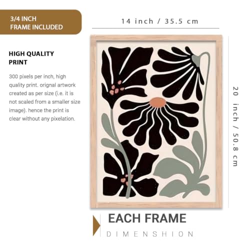 Image of kotart Abstract Botanical Art Home Decoration Painting | Floral Paintings With Frame For Living Room Bed Room Hotel Wall Decor Digital Reprint Set of 3 (14x20 Inch)