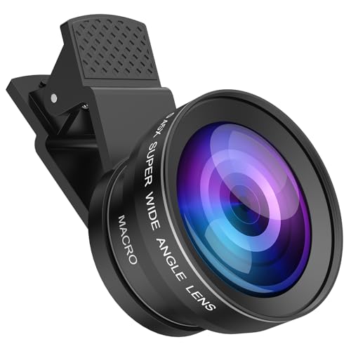 Olipiter Phone Camera Lens Kit, Upgraded 0.45X Super Wide Angle Lens, 12.5X Macro Lens for iPhone, 2-in-1 Professional Clip-On Phone Lens Compatible with iPhone, Samsung, Android Smart Phone
