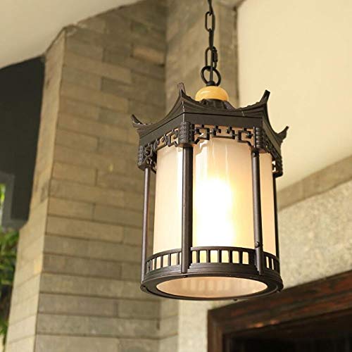 Lámpara colgante exterior de aluminio estilo europeo con pantalla E27 y linterna tradicional 4