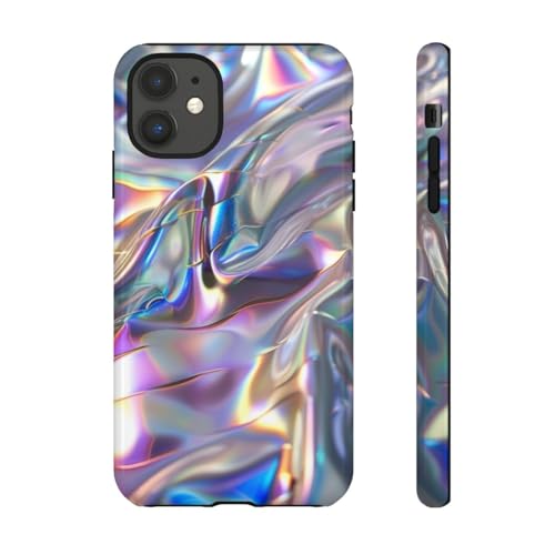 Coque iPhone 11 rigide texture holographique protection fine irisée