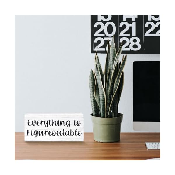 Esur home office desk decor inspirational farmhouse wooden box sign everything is figureoutablewhite  urban country home decor