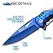 MTECH USA Folding Knife, 3.75-Inch Half-Serrated Blade, Titanium Coating, Glass Breaker, Pocket Clip (Blue Silver)