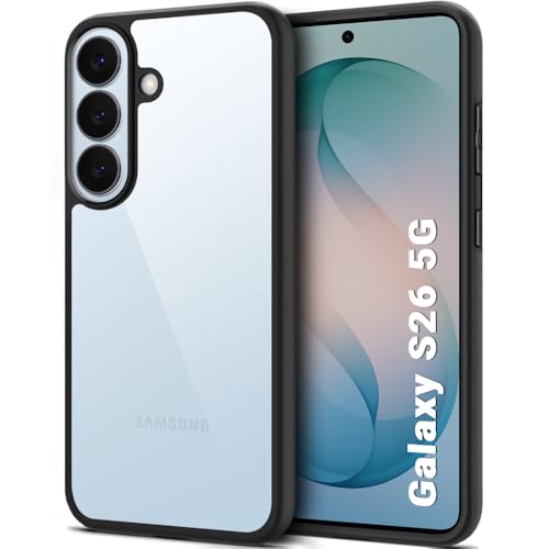 Image of TheGiftKart Ultra-Hybrid Shockproof Back Cover Case for Samsung Galaxy S26 5G | 360 Degree Protection | Crystal Clear Hard Transparent Cover Case for Samsung S26 5G (PC & TPU, Black Bumper)
