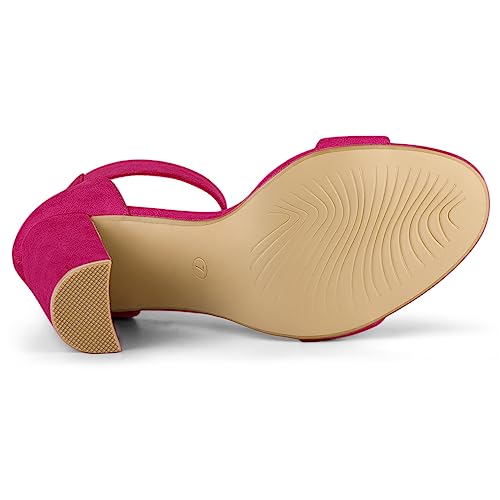 Allegra K Allegra K Women Block Heel Zipper Buckle Ankle Strap Hot Pink Sandals 7 M US