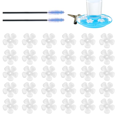 Zelpont Hummingbird Feeder Replacement Flowers 30 Pack White Plastic