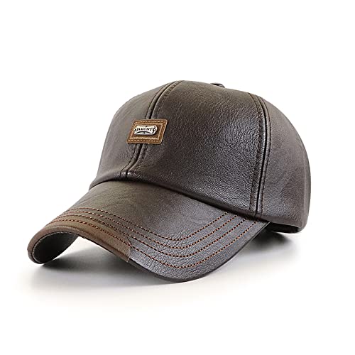 Adjustable Men's Baseball Cap Golf Cap Dad Hat Cowhide Leather Hunting Hat For Fall Winter Outdoor Sports Hat Dark Coffee #TOP5