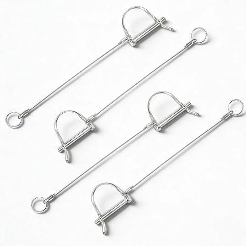 MUNTE 4 Pezzi Perni di Bloccaggio per Rimorchi, Perno di Sicurezza in Acciaio Carbonio, Perni di Bloccaggio a Filo, con Portachiavi in corda Anti-Smarrimento, per Costruzioni, Rimorchi