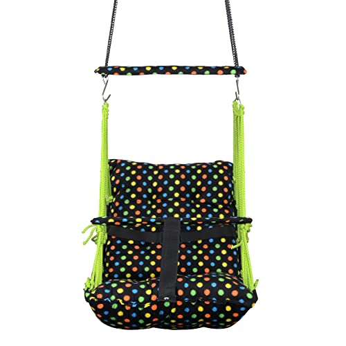 Image of Cotton Swing Chair for Kids Baby's Children Folding and Washable1-6 Years with Safety Belt /Home,Garden Jhula for Babies|Swing for Kids | Seat and Back Side 16x16 inch