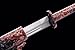LOONGSWORD Traditional Chinese Qing Dao Sword - Spring Steel Blade, Red Alloy Fittings, Wood Wrapped Faux Leather Scabbard
