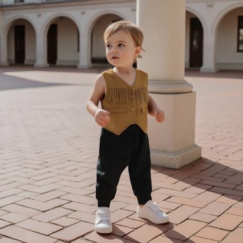 BULINGNA Fashion Kids Toddler Girls Western Fringe Crop Vest 70s Hippie Boho Western Cowgirl Fringe Cardigan Jacket3