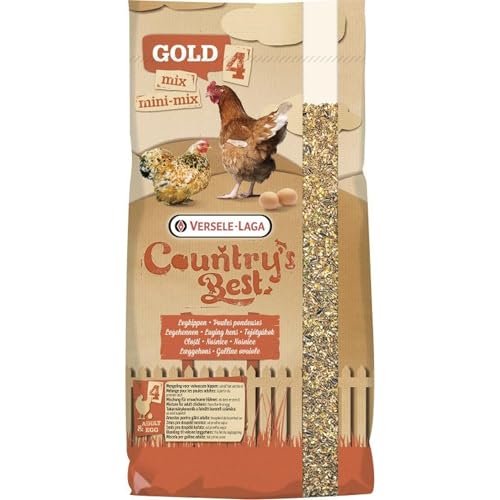 Country's Best Gold 4 Mini Mix 20kg - Mélange de céréales avec granulé de Ponte 2 mm, Poules naines