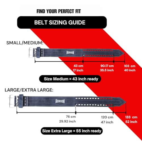 Aurion Gym Belt for Weight Lifting - Suede Powerlifting Belt, 6mm Thickness, S-M Size (18''-36''), Gym Belt for Men and Women, Weight lifting belt for heavy lifting sessions - Blue Grey.