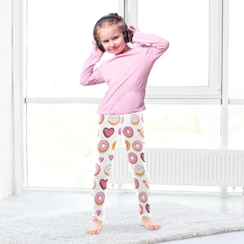 Wusikd Doughnuts Girls' Leggings Toddler Doodles Hearts Kids Yoga Pants Dance Active Tights 4T4