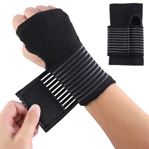 Breathable Wrist Support Brace Splint，2 Pack Elastic Wrist Support with Strap Relieves Wrist Pain, Tendonitis, Sports Use for Men and Women, Right & Left Palm Support（Black）