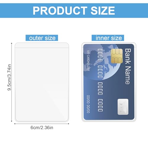 20 Pcs Plastic Credit Card Sleeves, Clear Waterproof Card Protector Sleeves Soft Plastic Card Holder for Medicare Social Business Ssn Debit and Id Cards (3.74 X 2.36 Inch, PVC Vertical)2