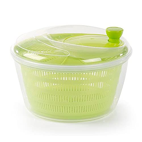 Acan Tradineur - Centrifugadora de Ensalada 4 litros, plástico, escurridor Manual para Lechuga y Verduras, Mecanismo de Giro en la Tapa, Recipiente Transparente y colador 25 x 17 cm, Color Aleatorio