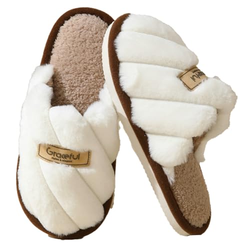 Epsion Women's Fuzzy Scuff Slippers Plush Soft Comfy Memory Foam Non-slip Indoor House Shoes