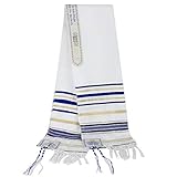 ➤ Lieferumfang: Tallit wird in einer Tasche mit Reißverschluss aus dem gleichen Material von hoher Qualität geliefert. Alle Ecken enthalten die weißen und farblich passenden Fransenquasten.