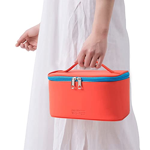 Medium Makeup Bag Portable Travel Cosmetic Bags For Women Small Zipper Pouch Make Up Organizer Waterproof (Red) #TOP1