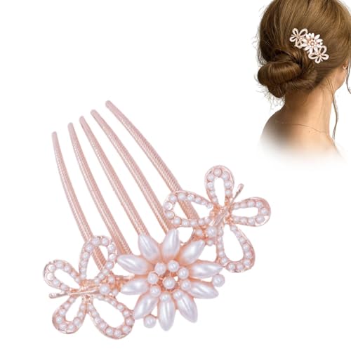 Image of BellaStella Premium Rhinestone Flower Hair Comb Hairpin Hair Dressing For Wedding Prom (Pack of 1) (Pearl White)