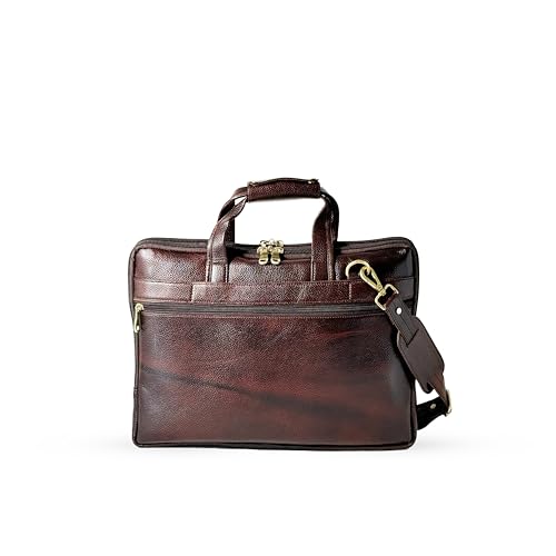 Premium Handmade Genuine Leather Briefcase 16 inch Laptop Compartment Adjustable Shoulder Strap Luggage Strap Briefcase Satchel Messenger Bag Leather Shoulder Bag2