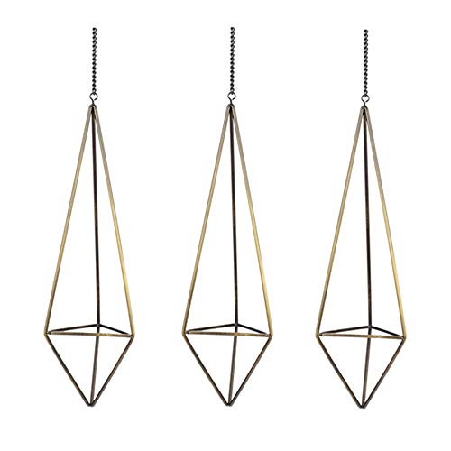 KNIKGLASS Lot de 3 pots de fleurs géométriques suspendus en métal pour plantes aériennes Décoration (L) Cover