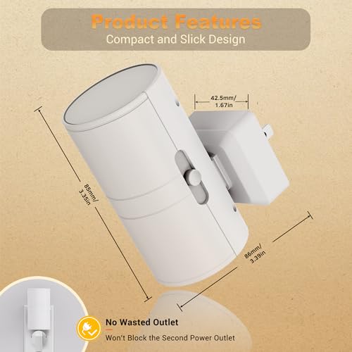 Image of Amber Night Lights Plug into Wall, Dimmable Night Light Plug in, Modern Night Lights Auto On /Off, Amber Night Light 2000K, 0-100LM Adjustable Brightness Nightlight for Hallway Bedroom, 2 Pack