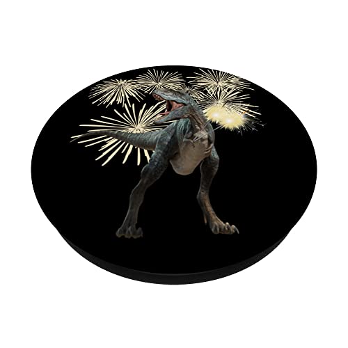 NEW YEAR'S EVE 2023 DECO SPARKLERS DINOSAUR WOMENS MENS KIDS PopSockets Swappable PopGrip, Black - Image 2