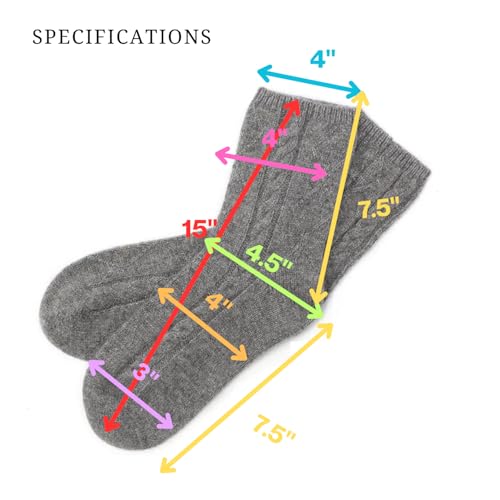 Image of Karen Thomas 100% Cashmere Women's Sleep Socks, 3-Ply Soft Cozy Cable Knit, Luxury Bed Socks for Warmth, Comfort & Lounging