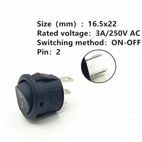 Interrupteur rond KCD1-105 de petit diamètre bouton marche arrêt 2 broches pour boîtier - 4