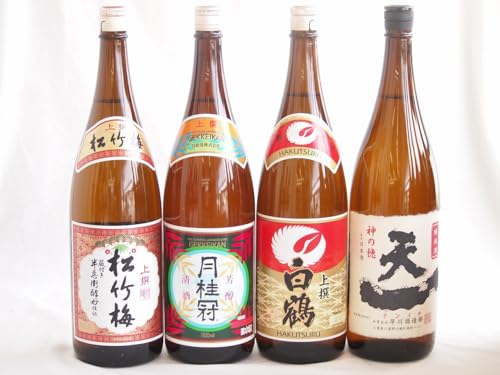 祝い酒日本酒4本セット(早川酒造部 天一純米酒(三重県) 月桂冠 上撰 清酒(京都府) 白鶴 上撰 清酒(兵庫県) 松竹梅 上撰 清酒(兵庫県)) 1800ml×4本